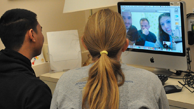 Students using Skype during an Italian course