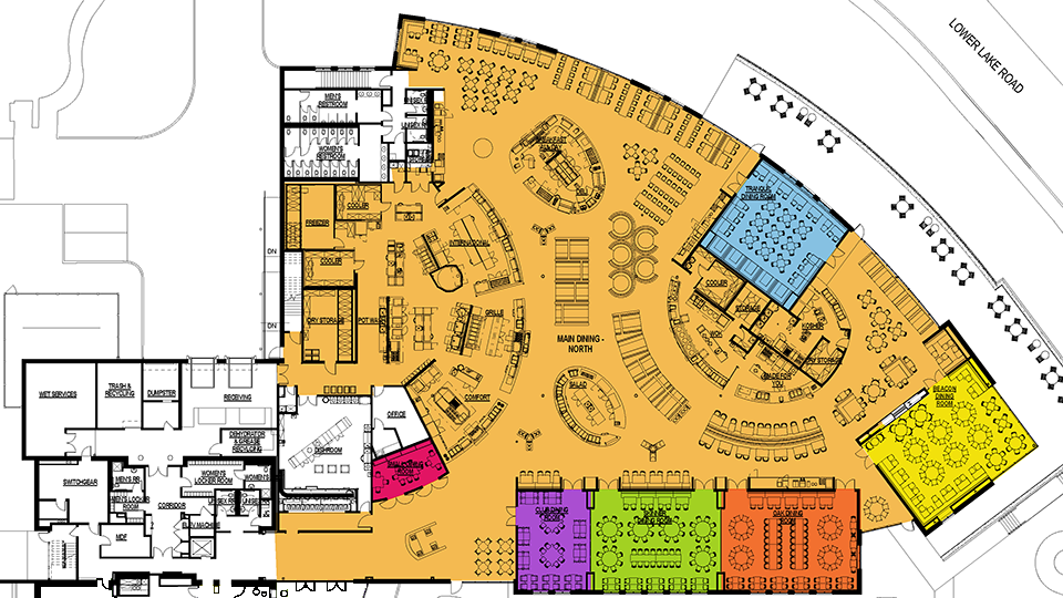 Color floorplan of dining addition