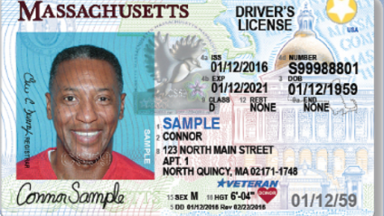 Photo of a sample Massachusetts Driver's license