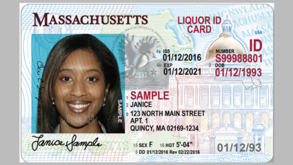 Photo of a sample Massachusetts Liquor ID card