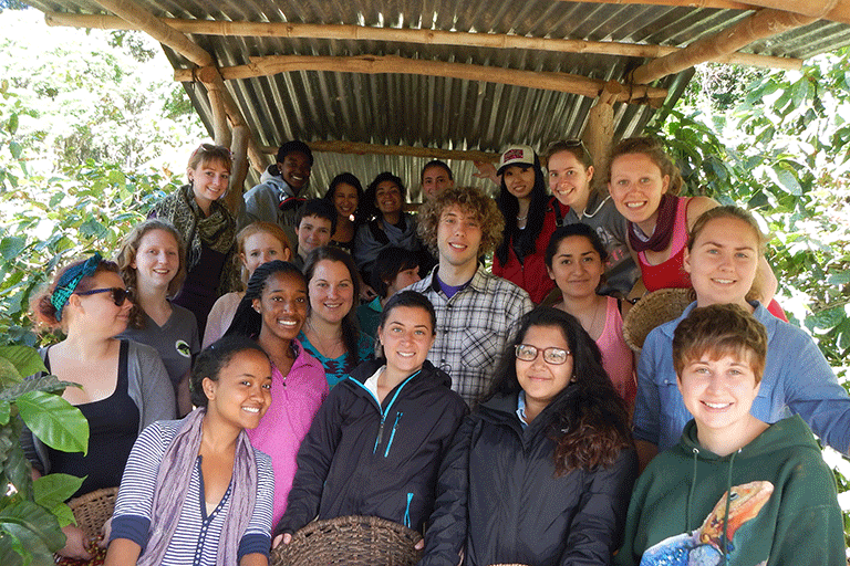 Photo of a group of students on a study abroad trip in Coste Verde